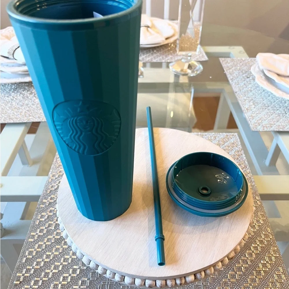 π Starbucks Matte Teal Aqua Dark Turquoise Blue Venti Tumbler NEW Overseas HTF - Picture 11 of 11